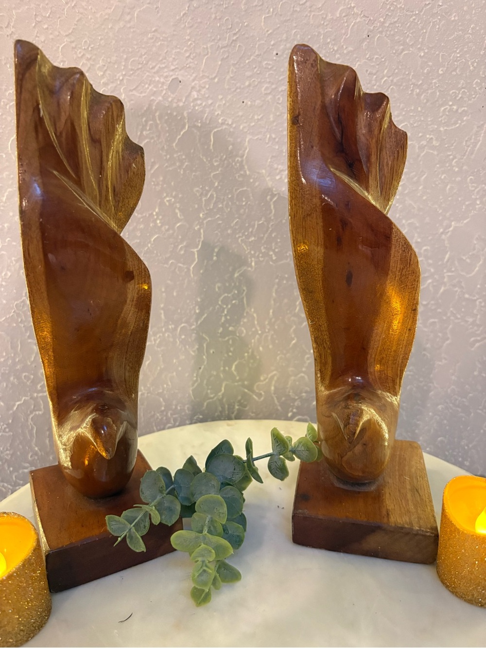 Vintage Wooden Bird Bookends